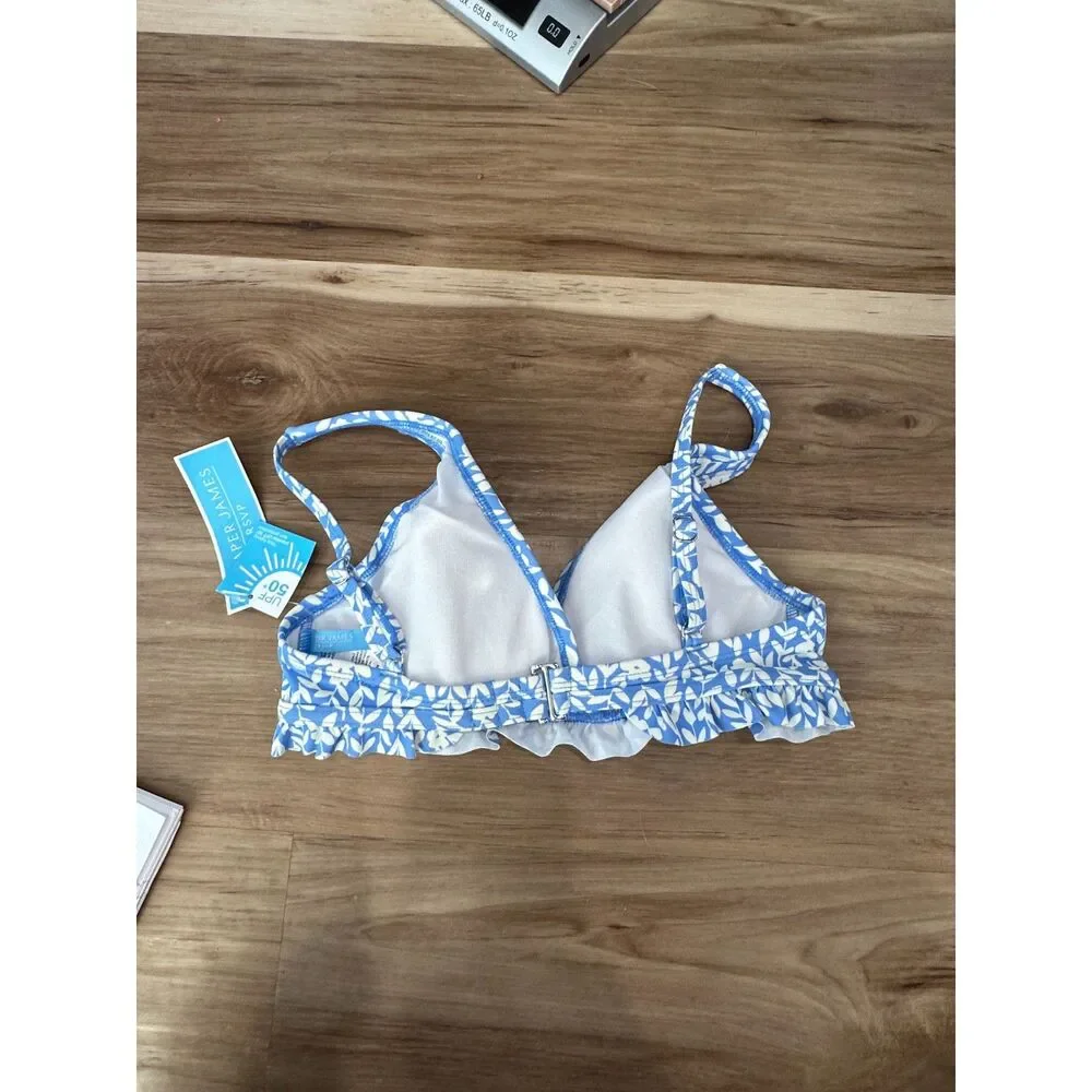 NWT Draper James Summer Picnic OTS Ruffle Triangle Bikini Top Size XS